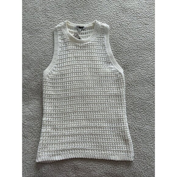 Madewell Crochet Tank Top Knit Crewneck Sweater Boho Ivory Racerback NO992 XXS - Picture 6 of 10